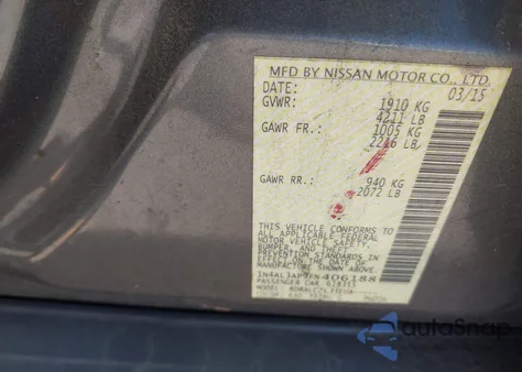 2015 Nissan Altima 2.5 S z USA, uszkodzony, nr VIN 1N4AL3AP9FN406188